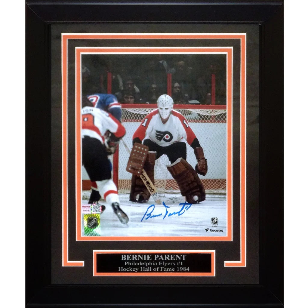 Deluxe framed 8x10 Bernie Parent photo with signature and plaque