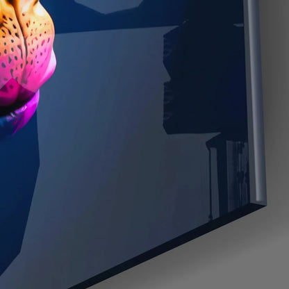 Vibrant abstract leopard head in tempered glass art
