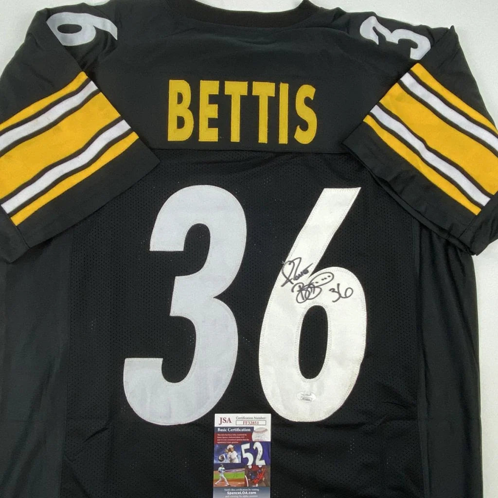 Black Bettis 36 custom jersey with autograph, JSA cert, perfect for sports fans