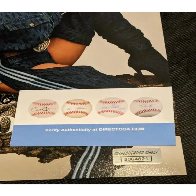 Poster showing certificate of authenticity for four autographed Beyonce 8x10 photos