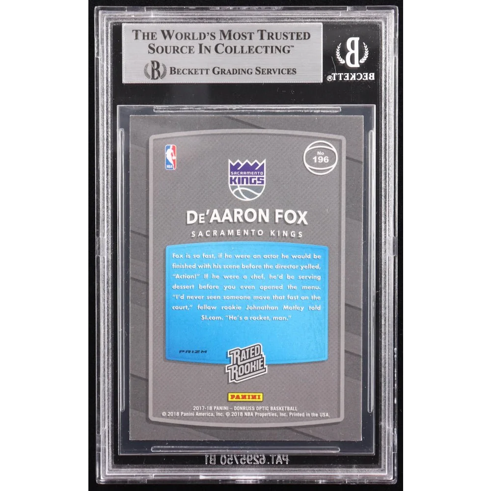 BGS Authenticated DeAaron Fox signed basketball trading card in a cool display case