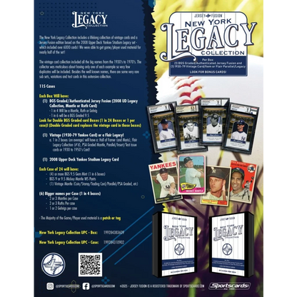 Promotional flyer for BGS Graded Jersey Fusion Legacy Collection Baseball Cards