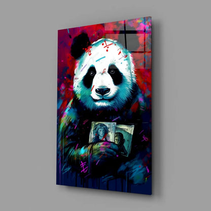 Graffiti Panda Glass Wall Art with Bold Money Splash Design | Glass Wall Art Print | vintageantiquesgifts.com