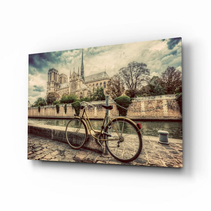Parisian Bicycle at Notre Dame Canvas Wall Art | Insigneart USA | vintageantiquesgifts.com