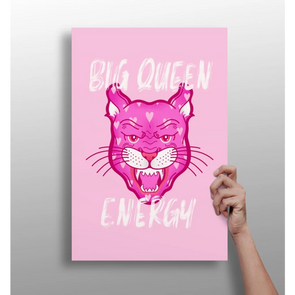 Vibrant pink Panther big queen energy insigne aluminum print wall art