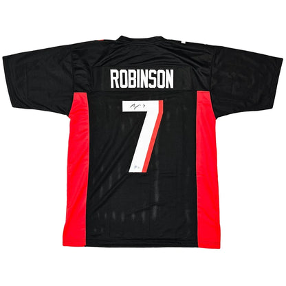 Bijan Robinson autographed Atlanta black #7 custom jersey with white Robinson and 7