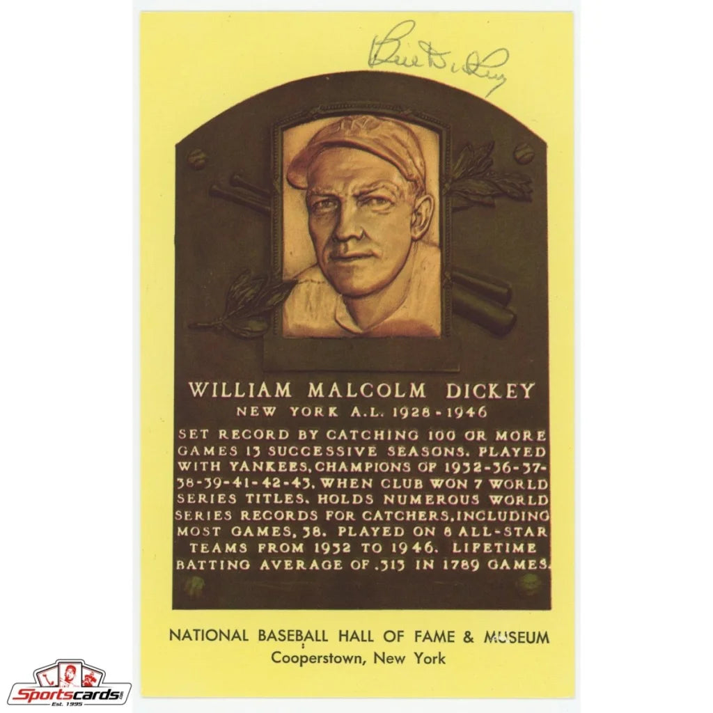 Bill Dickey signed Hall of Fame postcard with JSA COA