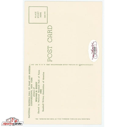 Bill Dickey signed Hall of Fame postcard with JSA COA