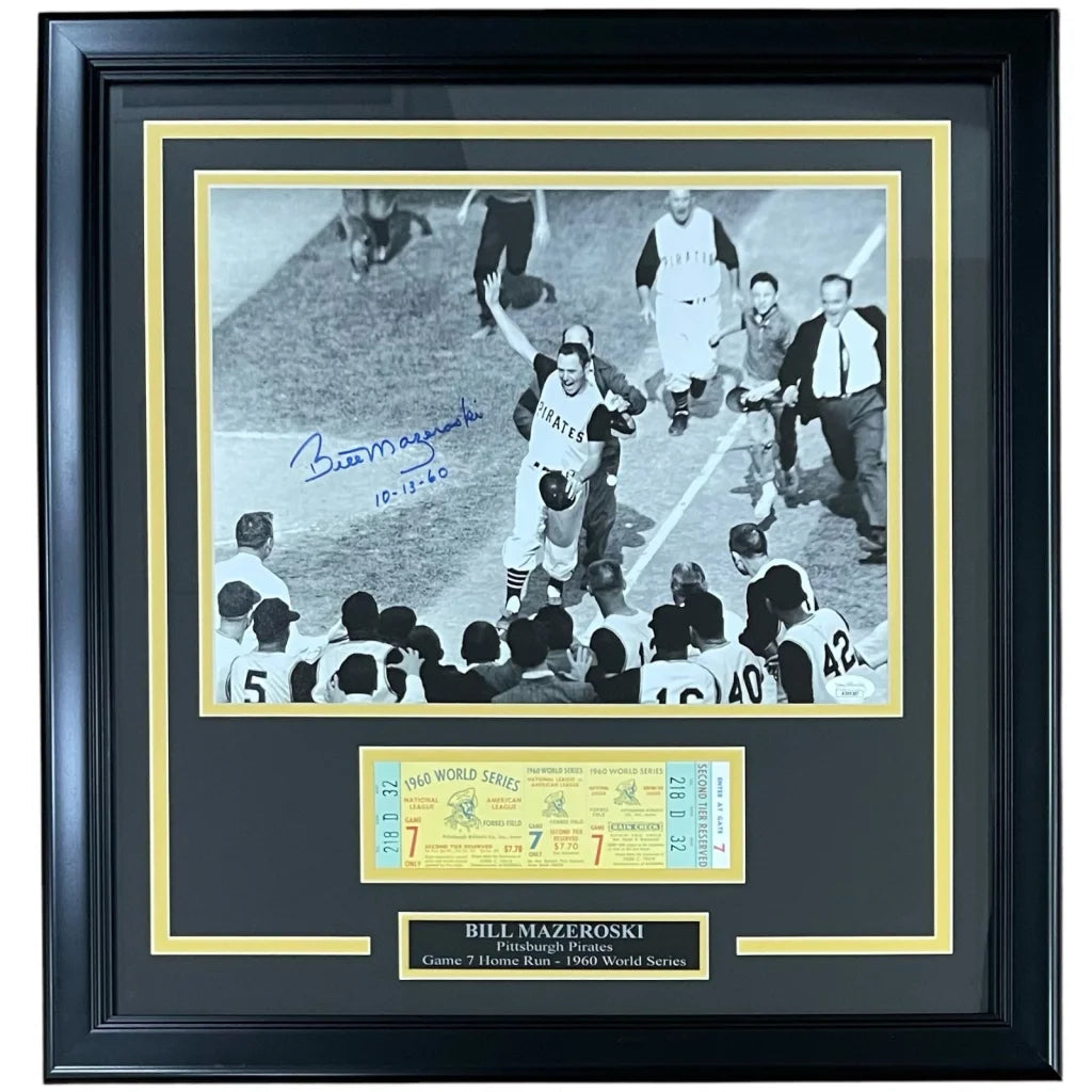 Bill Mazeroski signed 11x14 photo deluxe framed with replica game ticket