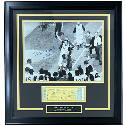 Bill Mazeroski signed 11x14 photo deluxe framed with replica game ticket