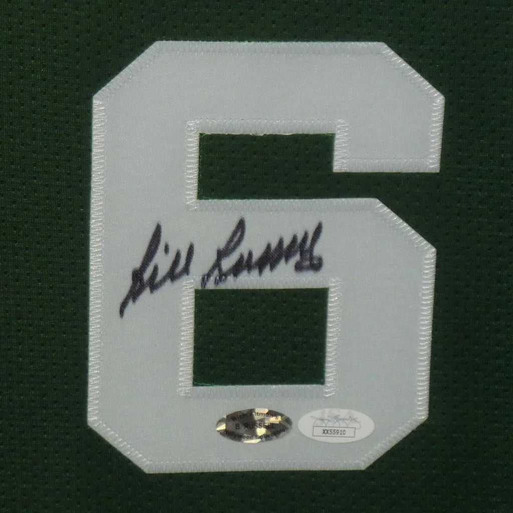 Bill Russell autographed Boston Celtics deluxe framed jersey patch