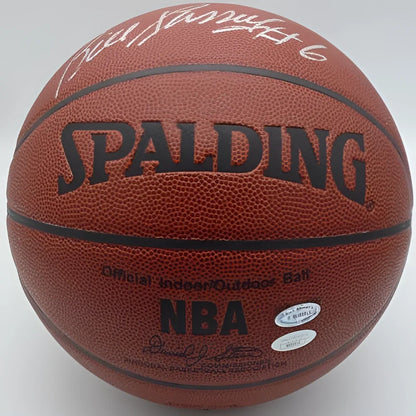 Bill Russell autographed brown Spalding NBA basketball with JSA holo
