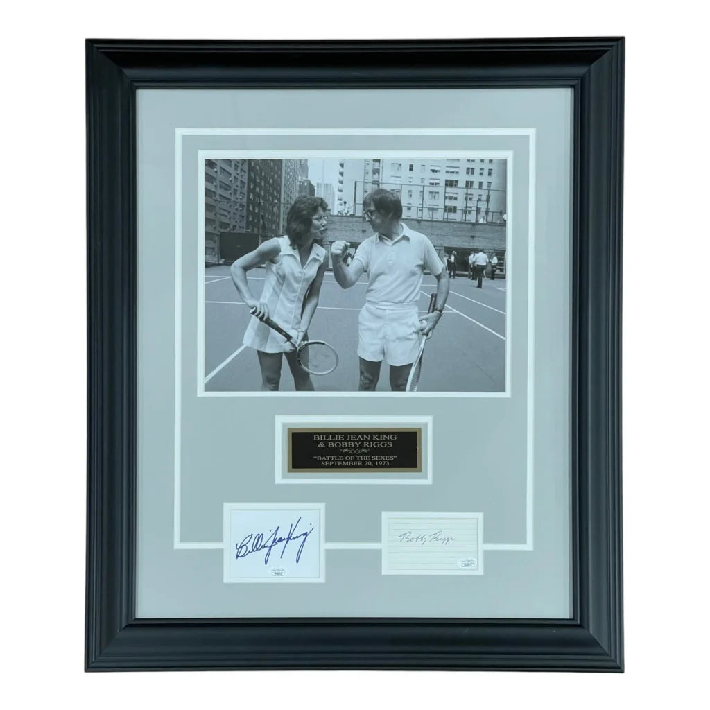Billie Jean King and Bobby Riggs dual autographed Battle of the Sexes framed photo