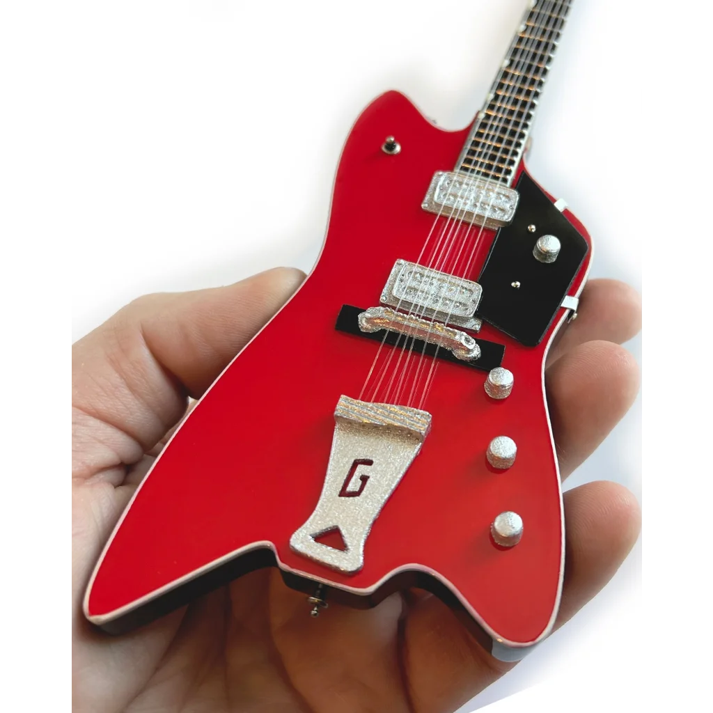 Billy F Gibbons Axe Heaven red Explorer mini guitar with stand