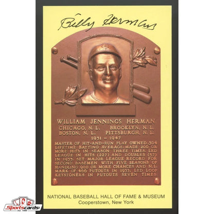 Billy Herman HOF postcard with gold plaque bronze relief and signature