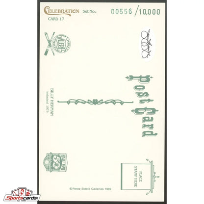 Billy Herman signed vintage baseball postcard number 1 JSA green edition