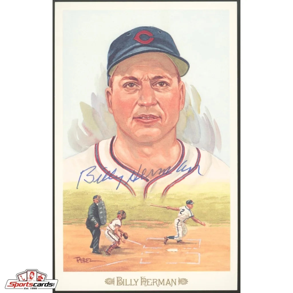 Billy Herman signed vintage baseball postcard in blue cap uniform