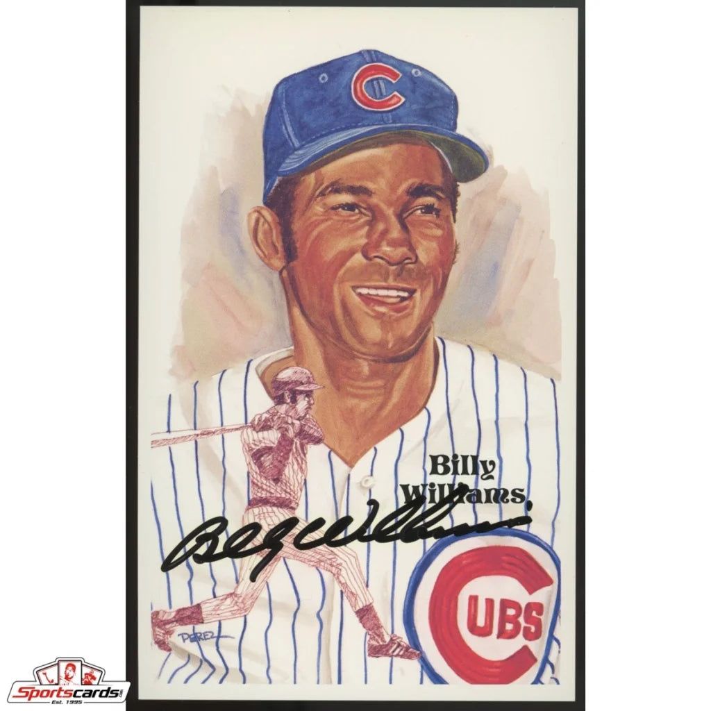 Billy Williams signed Perez Steele postcard in Cubs uniform