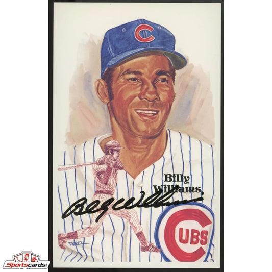 Billy Williams signed Perez Steele postcard in Cubs uniform