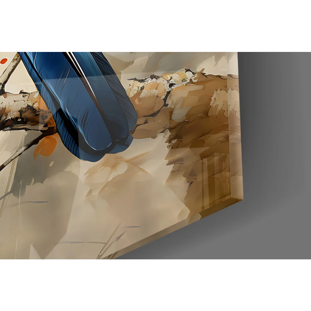 Stunning blue glass wall art with textured grip transforming rooms
