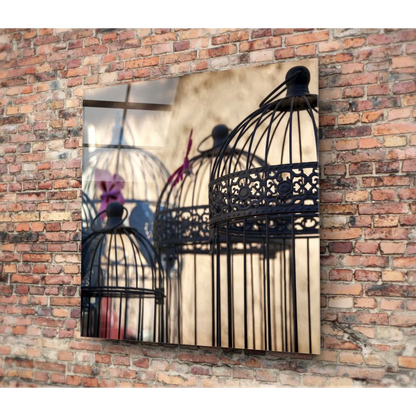 Stunning Black Birdcage Tempered Glass Art for Your Wall | Modern Wall Art Decor | vintageantiquesgifts.com