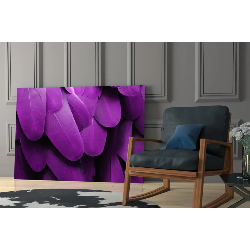 Vibrant purple feather wall art canvas print
