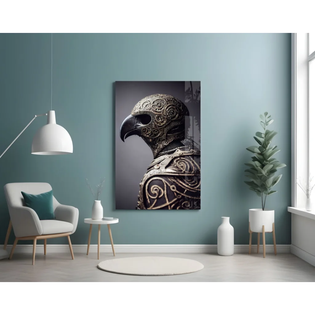 Majestic Gold Eagle Glass Wall Art with Ornate Swirls | Contemporary Home Wall Art | vintageantiquesgifts.com