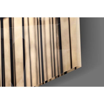 Stunning beige and black striped glass wall art with flowers