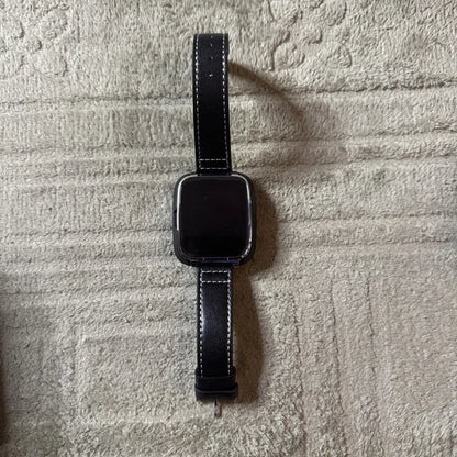 Bit Smart Watch Model S1 black leather strap with white stitching