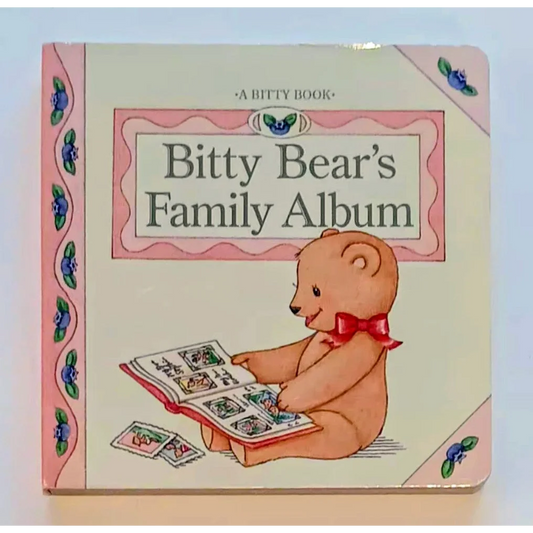 Bitty Baby board book with pink bear family album cover and bow tie