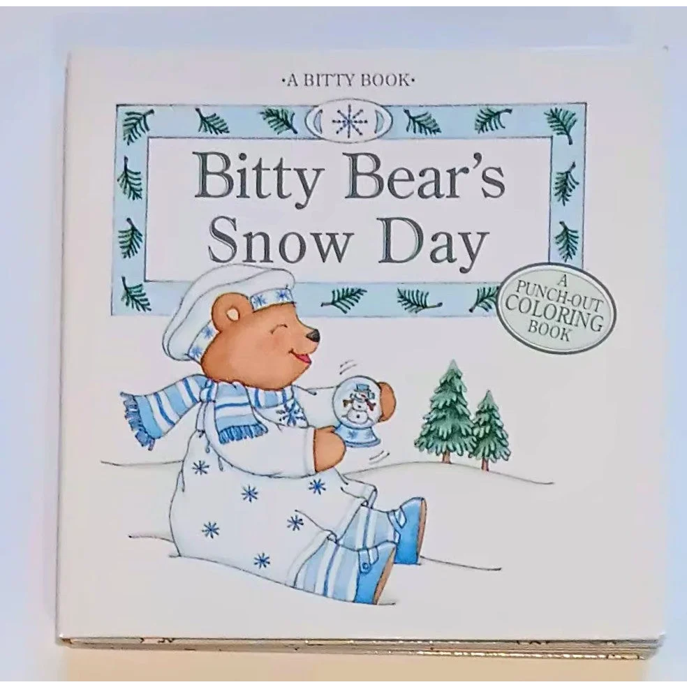Cute Bitty Baby fold snow day bear coloring book cover with snowflakes