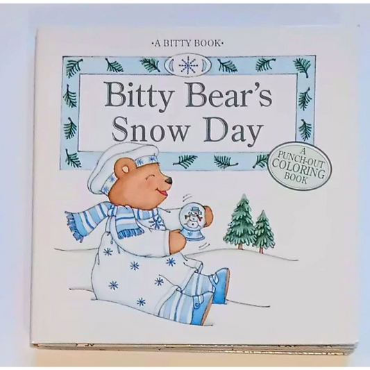 Cute Bitty Baby fold snow day bear coloring book cover with snowflakes
