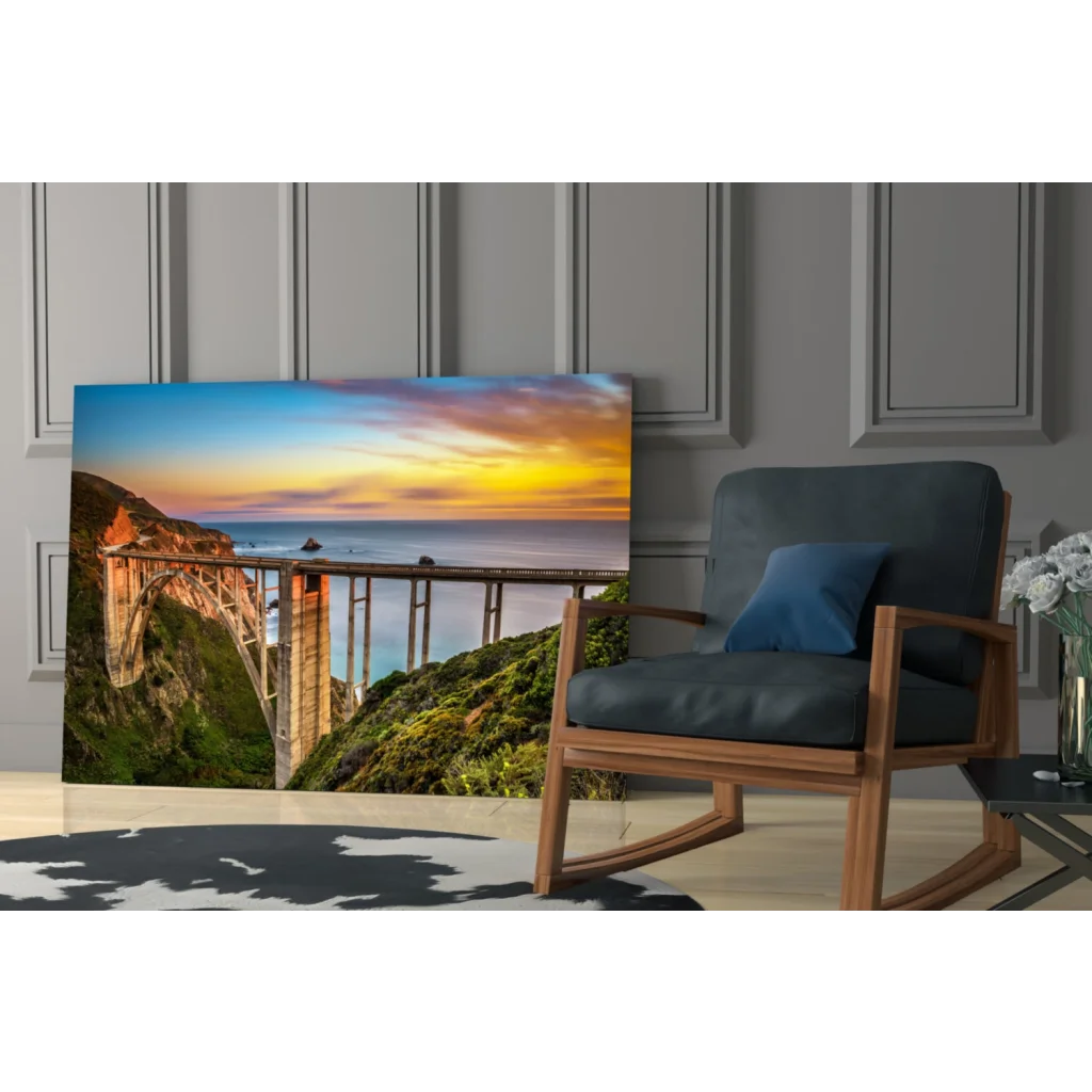 24x36 inch Bixby Bridge sunset canvas wall art ocean view print