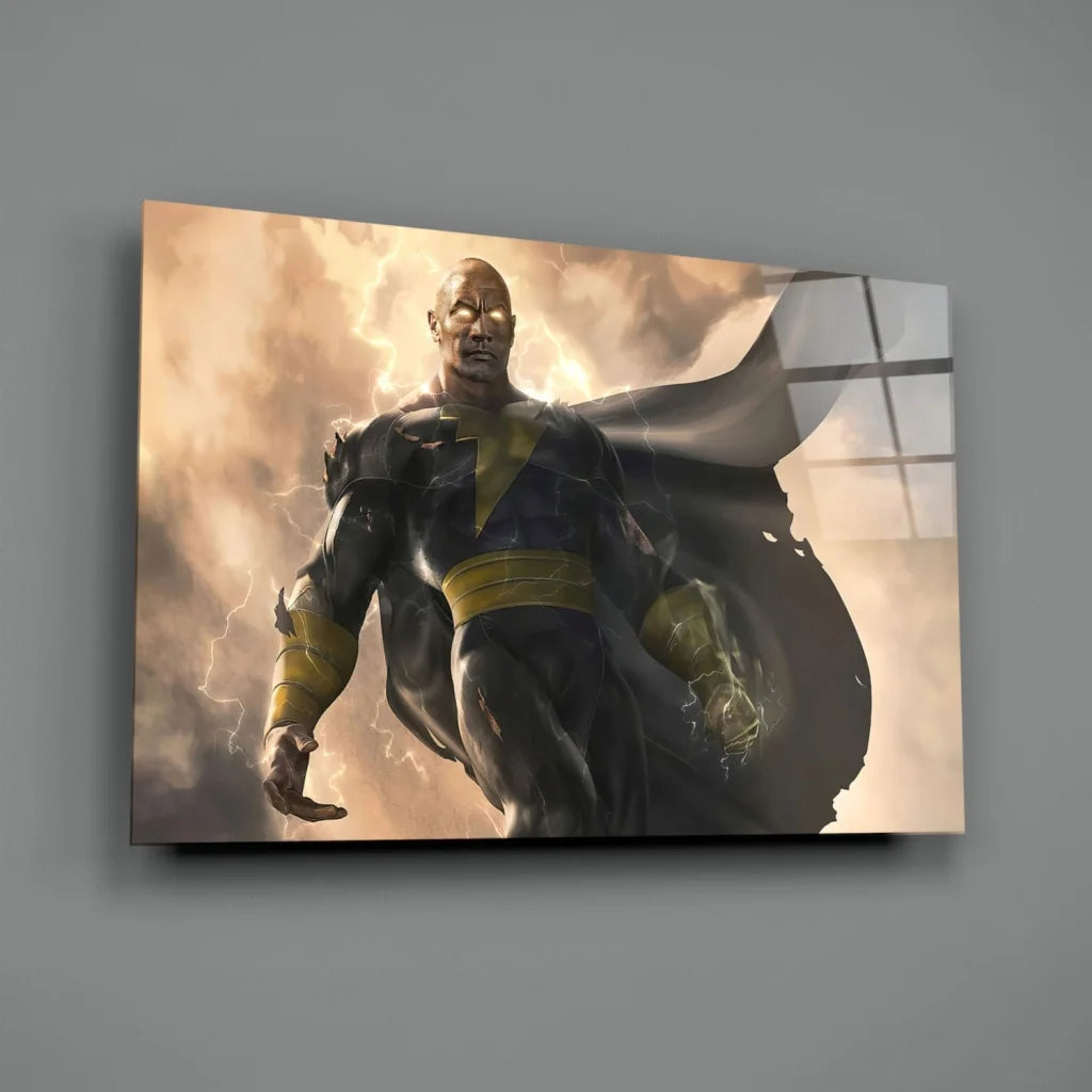 Epic Black Gold Superhero Lightning Wall Art Canvas Print | Glass Wall Art Print | vintageantiquesgifts.com