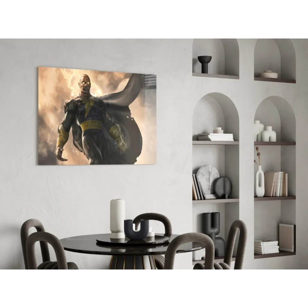 Epic Black Adam superhero wall art canvas print in gold hues