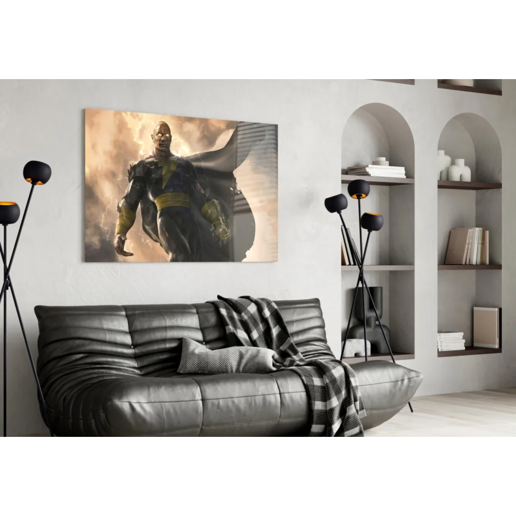 Epic Black Gold Superhero Lightning Wall Art Canvas Print | Contemporary Home Wall Art | vintageantiquesgifts.com