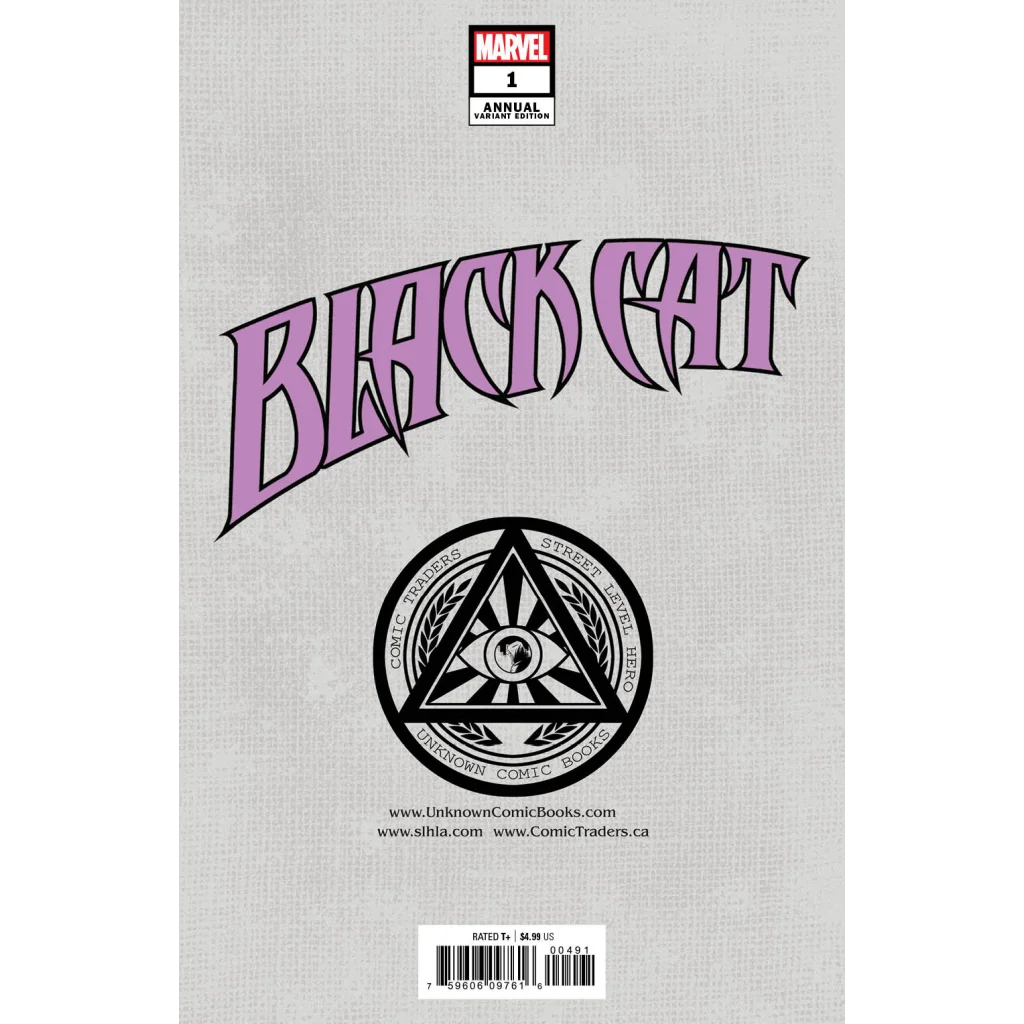 Light gray Black Cat Annual comic book cover with purple Black Cat title and emblem
