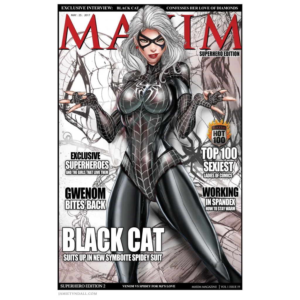 Black cat in symbiote Spider suit on brushed aluminum wall art