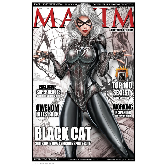 Black cat in symbiote Spider suit on brushed aluminum wall art