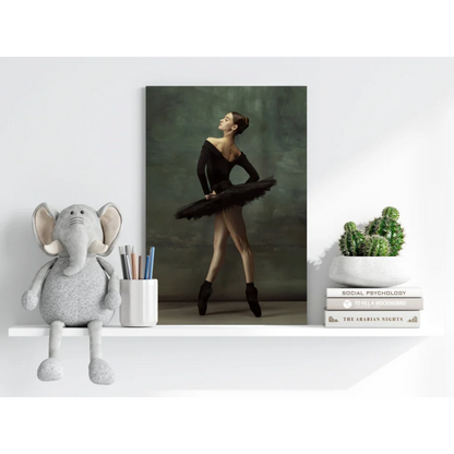 Black feathered tutu ballet dancer canvas print