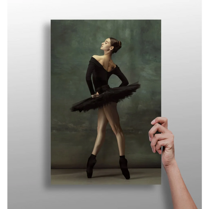 Black feathered tutu ballet dancer portrait canvas print