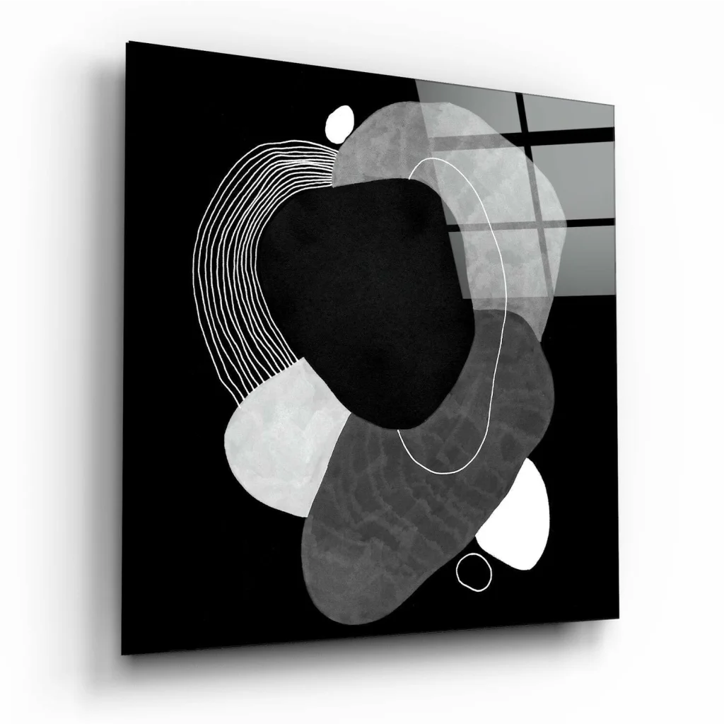 Stunning Black Abstract Glass Wall Art Panel | Insigneart USA | vintageantiquesgifts.com