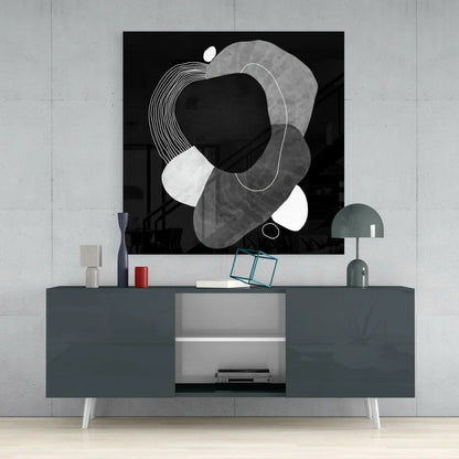 Stunning Black Abstract Glass Wall Art Panel | Contemporary Home Wall Art | vintageantiquesgifts.com