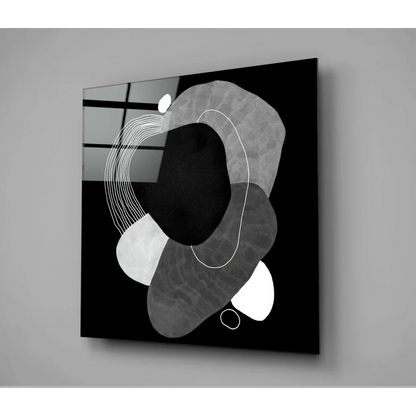 Stunning Black Abstract Glass Wall Art Panel | Glass Wall Art Print | vintageantiquesgifts.com