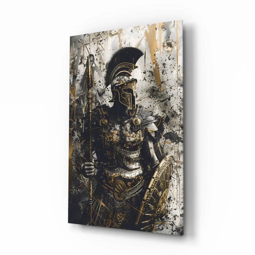 Striking black gold Spartan warrior wall art canvas print