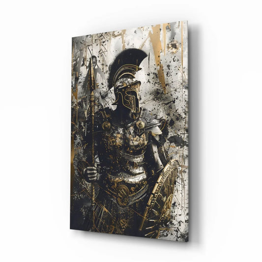 Striking black gold Spartan warrior wall art canvas print