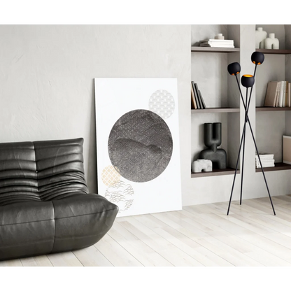 Modern black leather sofa with ribbed upholstery and minimalist design
