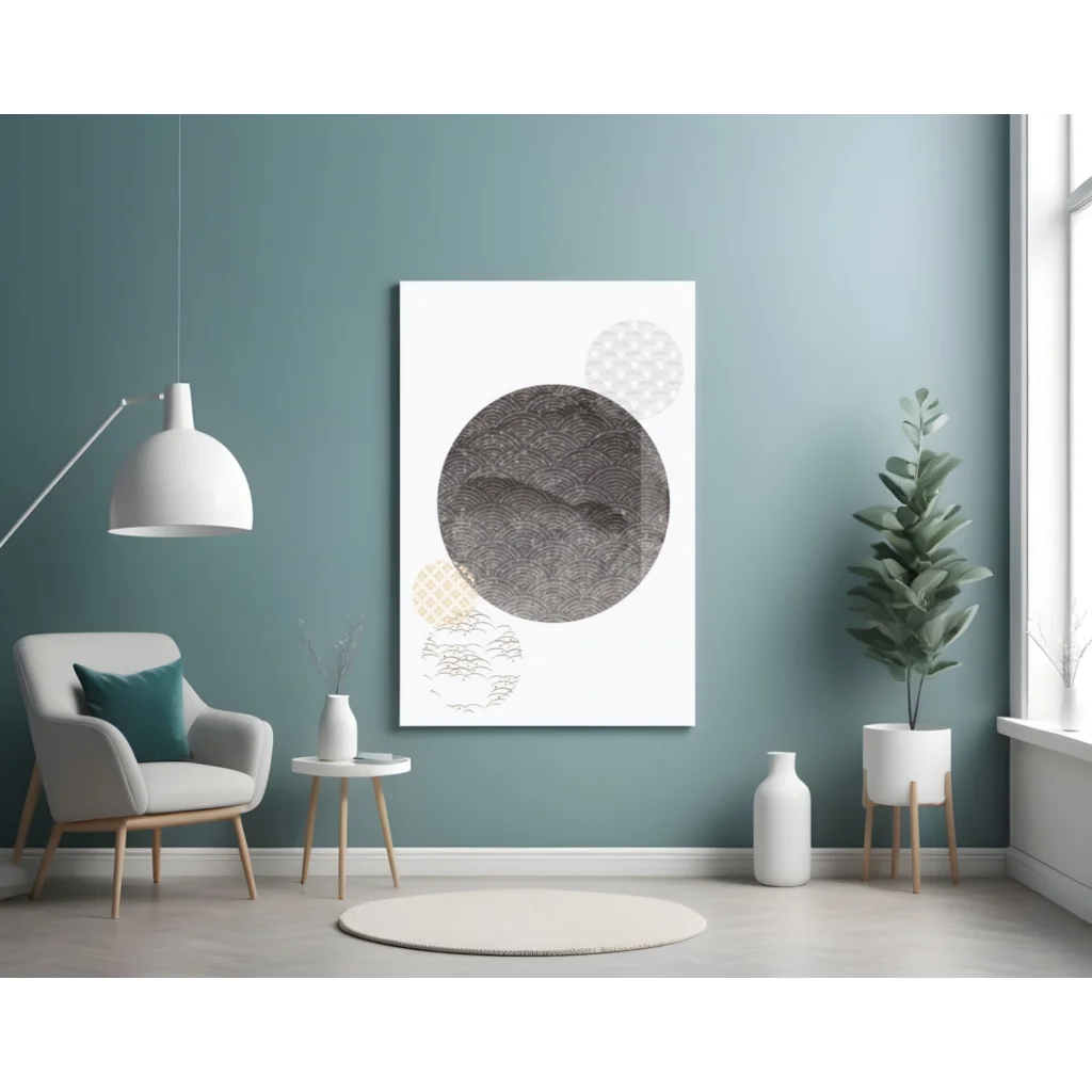 Textured Gray Circle Glass Wall Art with Gold Accents | Contemporary Home Wall Art | vintageantiquesgifts.com