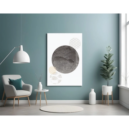 Textured Gray Circle Glass Wall Art with Gold Accents | Contemporary Home Wall Art | vintageantiquesgifts.com
