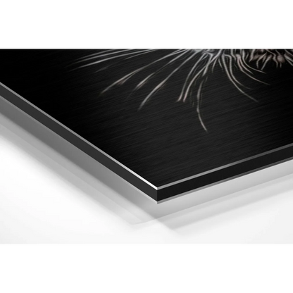 Stunning brushed aluminium dibond metal art with white etched radiating lines